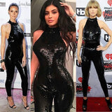 Women's Sexy Halter Off Shoulder Sequin Jumpsuit