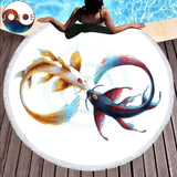 Eternal Bond by JoJoesArt Round Towel Kid Carp Printed Microfiber Tapestry Tassel