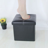 Foldable Stool Ottoman Storage Leather Footstool Organizer Box
