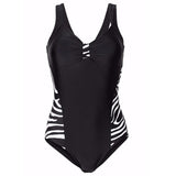 Nakiaeoi One Piece Swimsuit Women White Stripes Swimwear