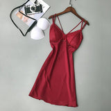 Women Nightgown Lingerie Nightwear Satin Dress