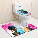 Bath Printed Non-Slip Pedestal Rug Lid Toilet Cover Bath Mat 3 pcs Set