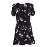 Women Floral Short Sleeve V Neck Bohemian Mini Dress