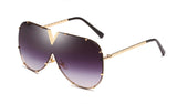 LEIDISEN Unisex One Piece Designer High Quality Oversized Metal UV400 Mirror Sunglasses