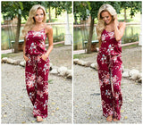 Women Super Comfy Floral Jumpsuit Sling Print Loose Piece Trousers
