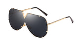 LEIDISEN Unisex One Piece Designer High Quality Oversized Metal UV400 Mirror Sunglasses