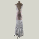 Womens Sequins Deep V Formal Long Length Sleeveless Maxi Dress