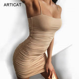 Women Articat Bodycon Sleeveless Strapless Spaghetti Short Mini Dress