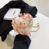 Women's Western Style Single Shoulder Heart Lace Light Chain Bag