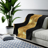 Black Gold Stripes Velveteen Plush Blanket