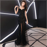 Women's Toast Bridal Fishtail Long Sleeveless Sequin Sling Dress