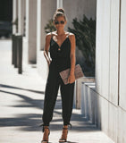 Women V Neck Bodysuit Belt Floral Overalls Print Jumpsuit