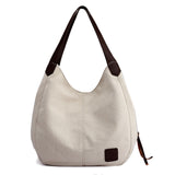 Piler Large Women Handbag Canvas Zipper Pockets Luxury Shoulder Bag