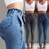 Women High Waist Streetwear Denim Plus Size Pencil Pants Skinny Jeans