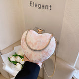 Women's Western Style Single Shoulder Heart Lace Light Chain Bag