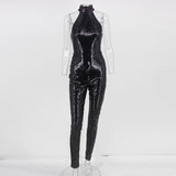 Women's Sexy Halter Off Shoulder Sequin Jumpsuit