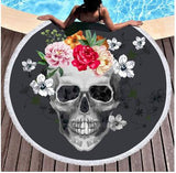 Women Big Bath Thick Round 3d Sugar Skull Printed Beach Towel Fabric Quick Tapestry Mat