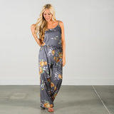 Women Super Comfy Floral Jumpsuit Sling Print Loose Piece Trousers