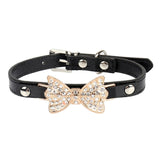 Black Small Medium Pet Collars Breakaway Necklace Rhinestone