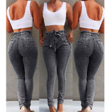 Women High Waist Streetwear Denim Plus Size Pencil Pants Skinny Jeans
