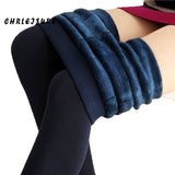 Women's Plus Velvet Ankle-Length Keep Solid Pants High Waist Large Size Leggings
