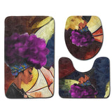 Bath Printed Non-Slip Pedestal Rug Lid Toilet Cover Bath Mat 3 pcs Set