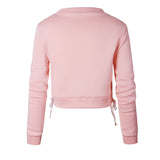 Women Sexy Slit Lacing Pullover Solid Long Sleeve Crop Top