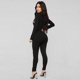 Women Full Long Sleeve Patchwork Sports One Piece Jumpsuit