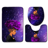 Bath Printed Non-Slip Pedestal Rug Lid Toilet Cover Bath Mat 3 pcs Set