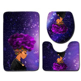 Bath Printed Non-Slip Pedestal Rug Lid Toilet Cover Bath Mat 3 pcs Set