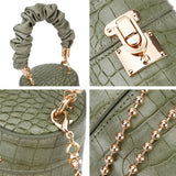 Women's PU Leather Bucket Small Crossbody Shoulder Chain Bag