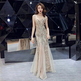 Women's Toast Bridal Fishtail Long Sleeveless Sequin Sling Dress