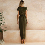 Women Bohemian Personality Slim Tunic Long Short-Sleeved Waistline Asymmetrical Dress