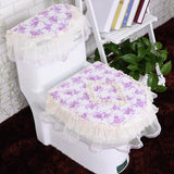Lace 3 Piece Set Toilet Seat Cover U-shaped Mat Bathroom Decoration