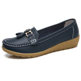 Women Loafers Genuine Leather Flats Slip On Moccasins Shoes