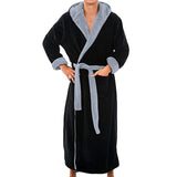 Men's Bathrobe Lengthened Plush Shawl Clothes Long Sleeved Hooded