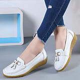 Women Loafers Genuine Leather Flats Slip On Moccasins Shoes