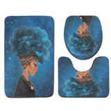 Bath Printed Non-Slip Pedestal Rug Lid Toilet Cover Bath Mat 3 pcs Set