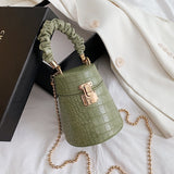 Women's PU Leather Bucket Small Crossbody Shoulder Chain Bag
