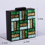 Gnirue Acrylic Handbags Women Clutch Cute Green Gold Luxury Square Vintage