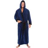 Men's Bathrobe Lengthened Plush Shawl Clothes Long Sleeved Hooded