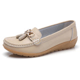 Women Loafers Genuine Leather Flats Slip On Moccasins Shoes