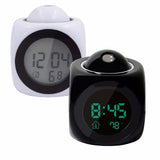 LCD Projection LED Display Time Digital Alarm Clock Talking Voice Snooze