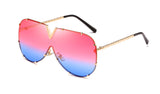 LEIDISEN Unisex One Piece Designer High Quality Oversized Metal UV400 Mirror Sunglasses