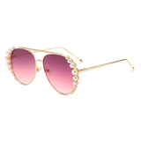Personality Pearl Women Driving Ocean Sheet Sunglasses