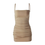 Women Articat Bodycon Sleeveless Strapless Spaghetti Short Mini Dress