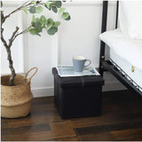 Foldable Stool Ottoman Storage Leather Footstool Organizer Box