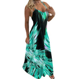Boho Floral Women Plus Size Maxi Spaghetti Strap Sleeveless Dress