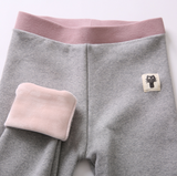 Women Elastic Waist Cartoon Patchwork Plus Velvet Thick Warm Knitted Leggings