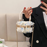 Women's Small Niche Shoulder Flowers Print Messenger Handbag